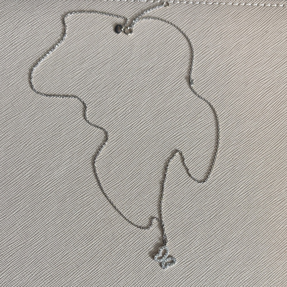 White Gold and Diamond Butterfly Pendant Necklace - Picture 2 of 7